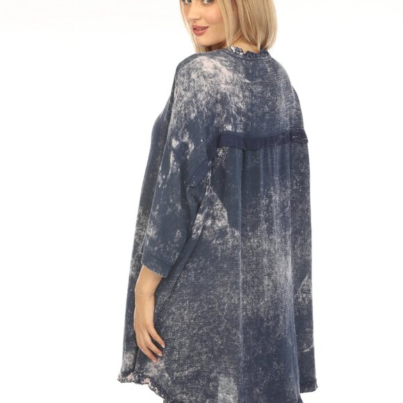 Denim jeans Mesh Exclusive Button Tunic Top - Picture 4 of 6